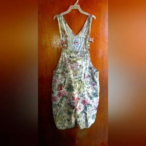 Vintage iit floral denim overall shorts